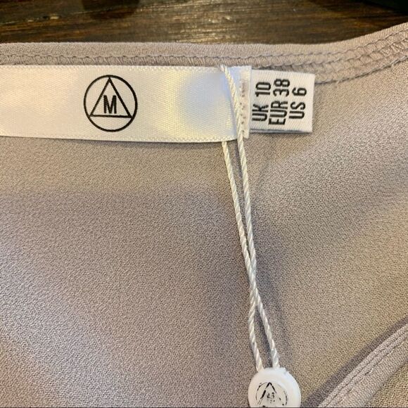 Missguided Scallop Front Lace Up Shift Dress Gray - Picture 7 of 11